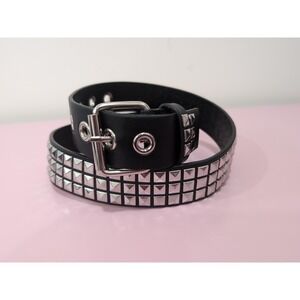 Y2K Hot Topic Studded Belt 48" Black Pyramid Stud Punk Goth 40"